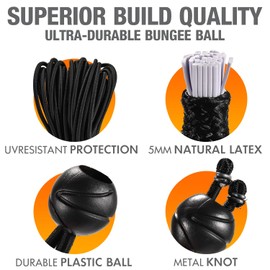 50 Pack Tarp Bungee with Balls, Heavy Duty Ball Bungee Cords, UV Resistant Canopy Tarp Tie-Down - for Indoor & Outdoor, Camping, Tents, Cargo (Black, 6'')