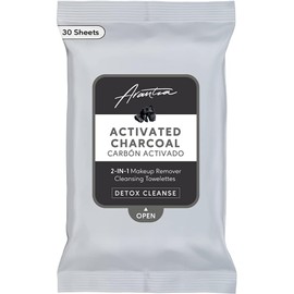 ACTIVATED CHARCOAL 2 IN 1 MAKEUP REMOVER CLEANSING TOWELETTES ARANTZA COSMETICS