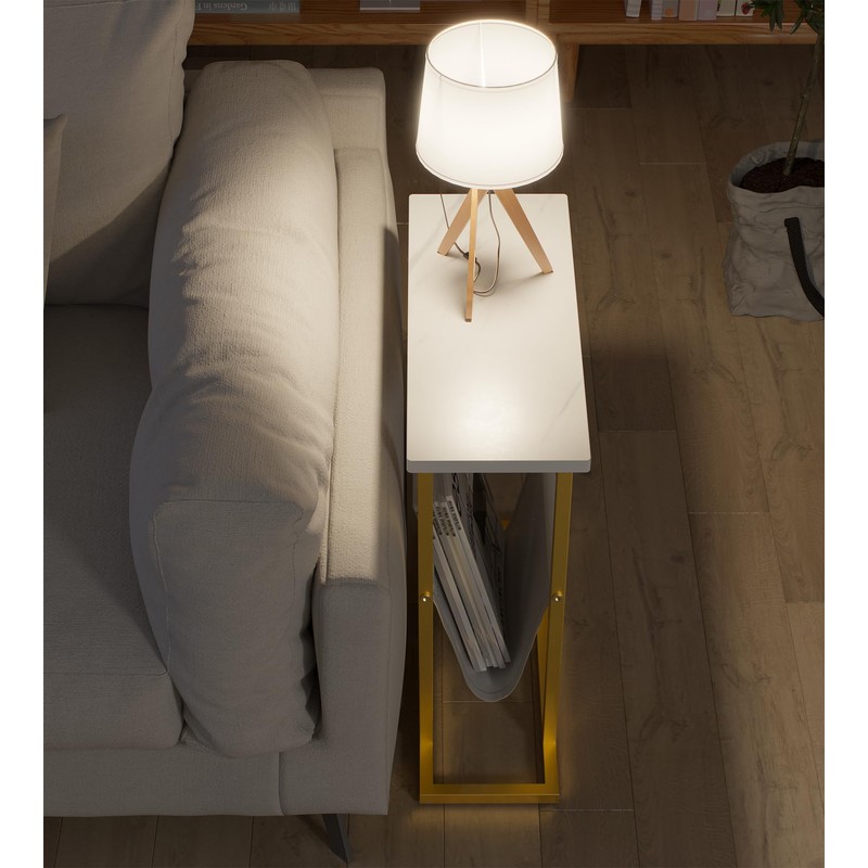 Yusong Small Narrow Side Table for Small Spaces, 17.7" W