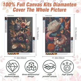 WINAROI 2 Pack Diamond Painting Set, Diamond Painting Pictures Adults, Diamond Painting Flowers, Diamond Painting Pictures Children, 5D Diamond Painting Pictures with Diamond Painting Accessories, for