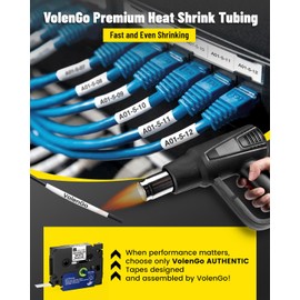 VolenGo Heat Shrink Label Tape for E1000 Label Maker - 0.46'' 11.7mm Black on White Tube Tape Compatible with Brother P-Touch HSe-231 HSe231 HS-231 for PT-E560BTVP E510VP E310BTVP, 2-Pack