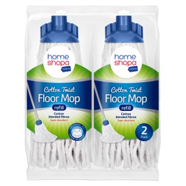HOMESHOPA 2 Pack Cotton Mop Heads Replacement Refill, Twist Lock Mop Head with a Plastic Socket, Super Absorbent Wet & Dry Floor Cleaning Heavy Duty Mop Head for Domestic & Commercial Use