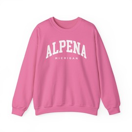 CUSTOMI Alpena Michigan Adult Unisex Crewneck Sweatshirt, Safety Pink, L