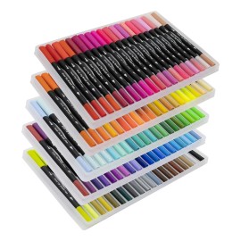 100 Colores Plumones Doble Punta Pencil, Laspang Marcadores A Base De Agua No Toxico Para Niños Adultos