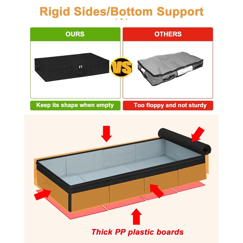 Under Bed Storage Container, 3 Pack Underbed Storage Bags With