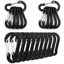 WFGKPXC Carabiner, Small, Multi-functional, Aluminum Alloy, 2.0 inches (5 cm), Ultra Lightweight, Outdoor Fishing, 20 Pieces [Black]