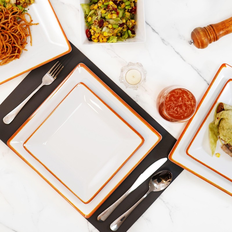 TP 12-Piece Melamine Dinnerware Sets, Plates and Bowls Dishes Set