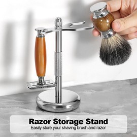 Nfijnlt Safety Razor Holder Stand, Straight Safety Razor Stand for Men, Art of Razor and Shaving Brush Stand, Metal Base for Added Stability and Long-Lasting Use