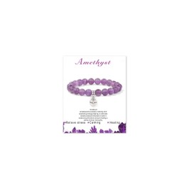 Bolinailo Healing Crytal Stone Beaded Bracelets for Women and Men,Natural Amethyst Gemstone Bracelet Bracelet,8mm Natural Stone Anti Anxiety Stress Relief Beads Jewely Gifts with Meaningful Message Card