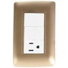 Sanelec 4526 Contacto y Doble Apagador con Placa, Toscana Golden