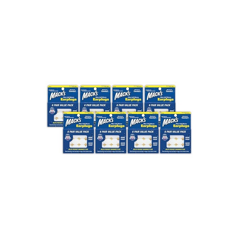 Mack's Pillow Soft Silicone Earplugs - 6 Pair (Pack of