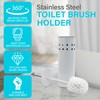 Stainless Steel toilet Brush Holder Free Standing Brush (White)