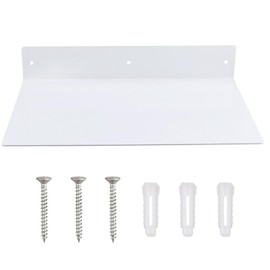 RealPlus Metal Floating Shelf Wall Mounted (12 inch x 8 inch) Heavy Duty Industrial Modern Steel Display Shelves, White (Pack of 1)