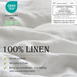 Simple&Opulence 100% Linen Sheet Set 4pcs Basic Style, Deep Pocket, Natural French Washed Flax Solid Color Soft Breathable Bed Sheets - White, King