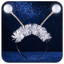 DRESBE Light Up Alien Headband LED Space Headbands Glow Antenna Hair Accessories for Women (Silver)