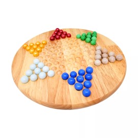 John N. Hansen Co. New - Classic Game Collection - 12-inch Wood Chinese Checkers Set with Marbles