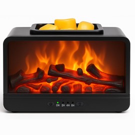 Layove Dynamics Flame Fireplace Electric Wax Burner Wax Melt Warmer PTC Heating Plate Monochromatic Fragrance Warmer for Home Office Gifts & Decor(Black)