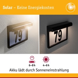 Paulmann Dayton II 95388 LED Outdoor Light Solar House Number Light IP44 Square Including 1 x 0.05 Watt Black Plastic Outdoor Lamp 3000 K