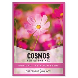 Cosmos Seeds for Planting Flowers (Sensation Mix) - Pretty Pink Cosmo Flower Seeds, Open Pollinated, Non-GMO Great for Flower Gardens, Hanging Baskets, Flower Pots, Window Baskets by Gardeners Basics