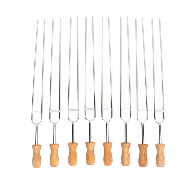 8 Pcs Stainless Steel Barbecue Fork Roasting Stick with Temperature