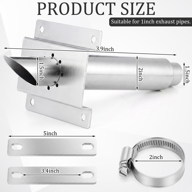 Chumia 1.5 Inch ID Generator Exhaust Kit, Steel Double Wall