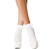 MUSIC LEGS Ruffle Lace Opaque Short Socks White