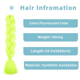 Jooceebaby Synthetic Hair for Braiding Easy Braid Pre-Stretched Braids Extensions Fluorescent Colour Hair Extensions 24 Inch 3 Packs Hair for Braiding Braids Braids Braid Extensions (Fluorescent