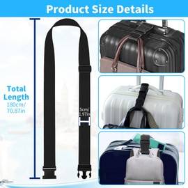 4 Pack Luggage Straps, 5CM*1.8M Adjustable Suitcase Straps, Keep Suitcase Secure Luggage Ties, Heavy Duty Travel Accessories Bag Straps, Quick-Release Strap for Business Trips Travel (PP)