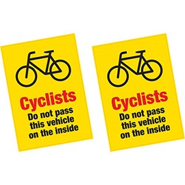 2 x Cyclists Do Not Pass on The Inside Vinyl Sticker HGV Lorry Van Warning