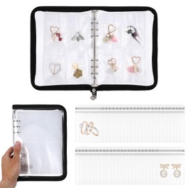 Molain Jewelry Storage Book Ring Binder, Travel Jewelry Organizer Case Jewelry Bags with Small Clear Pouch, Transparent Jewelry Storage Book for Traveling Earrings Rings Necklace Bracelet(80 Pouch)