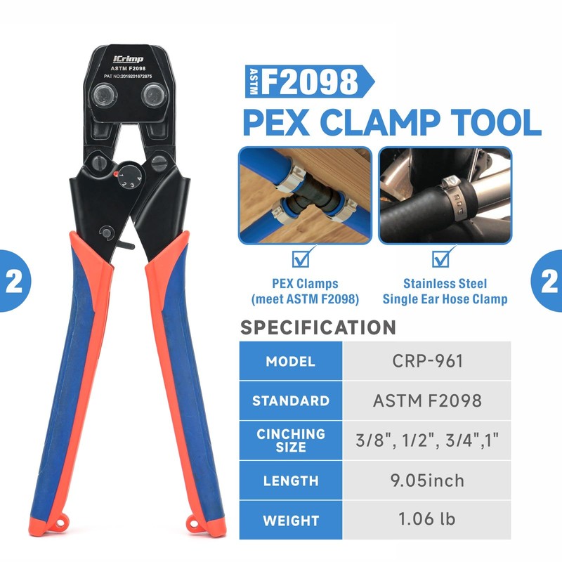 iCrimp PEX Crimping Tool Set for Copper Crimp Ring and