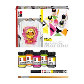 Textile Print & Colouring Set - Relief Printing Set for Fabric with Printing Ink, Accessories & Watercolour Paints