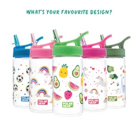 Polar Gear Kids Water Bottles with Straw - 400ml BPA Free Toddler Water Bottle With Straw - 100% Leakproof Kids Water Bottle with Carry Handle - School Water Bottle - Fruit, Green