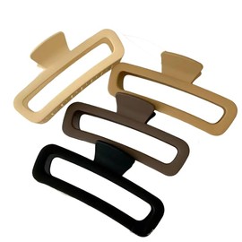 LilaLemon 4 Pack Large Hair CLAW CLIPS，BLACK & COFFEE Claw 13cm，Elastic HAIR TIES, Ponytail HAIR BOBBLES BANDS