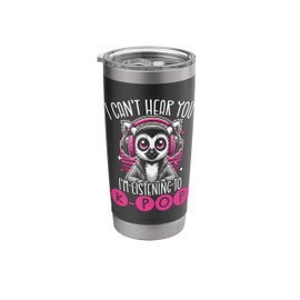 Cute Lemur Lover Saying Headphone Music Listening K-Pop Stainless Steel Insulated Tumbler