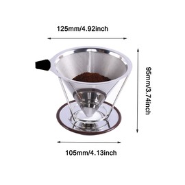 Coffee Filter, Reusable Pour Over Coffee Filter, Paperless Pour Over Coffee Dripper Stainless Steel Coffee Filter, Reusable Permanent Drip Cone Coffee Filter (Gold Leaky Net Base)