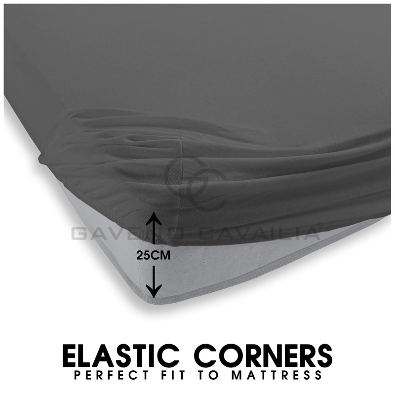 Easy Care Fitted Sheets Double Bed, Super Soft Plain Dyed