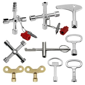 10-Piece Control Cabinet Key Set 4-in-1 Multifunctional Square Key Heating Bleed Key Suitable for Fittings Instrument Boxes Control Cabinets Elevators
