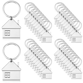 Taiyin 45 Pcs House Key Chain House Shaped Pendant Keychains Home Keychain Set Cute House with Window Key Charm Metal Keyring Gift