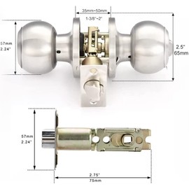 AMOTOFO Door Knobs with Lock Round Style Knob, Perfect for Rooms requiring Extra Security at The Home, Office, or Workplace, 1 Pack, Stainless Steel Matte