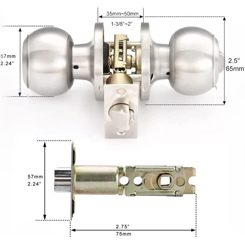 AMOTOFO Door Knobs with Lock Round Style Knob, Perfect for