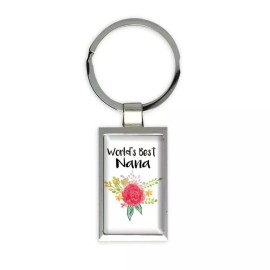 Gift Keychain : Worlds Best NANA Love Family Flower Christmas Grandma Boho