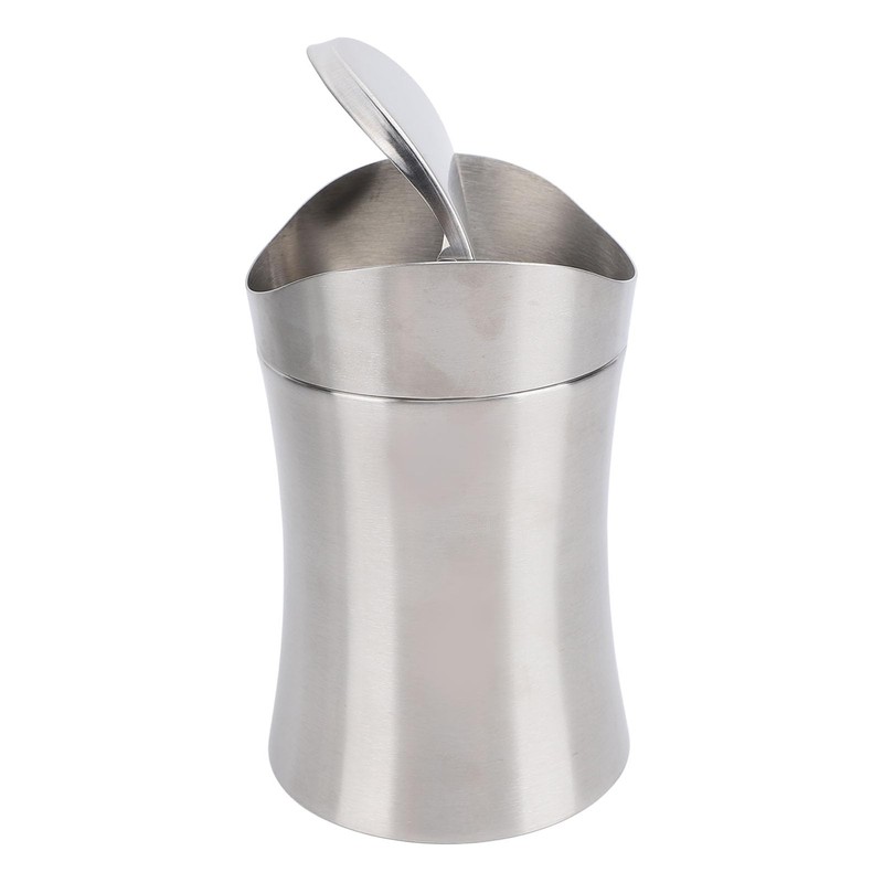 Stainless Steel Desk Trash Can, Swing Lid Mini Desk Garbage