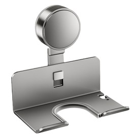 Hair Dryer Holder, 6.1 in x 5.7 in Carbon Steel Sucked Type Wall Mounted Transparent Plastic Hair Dryer for Bathroom Rack (Clear)