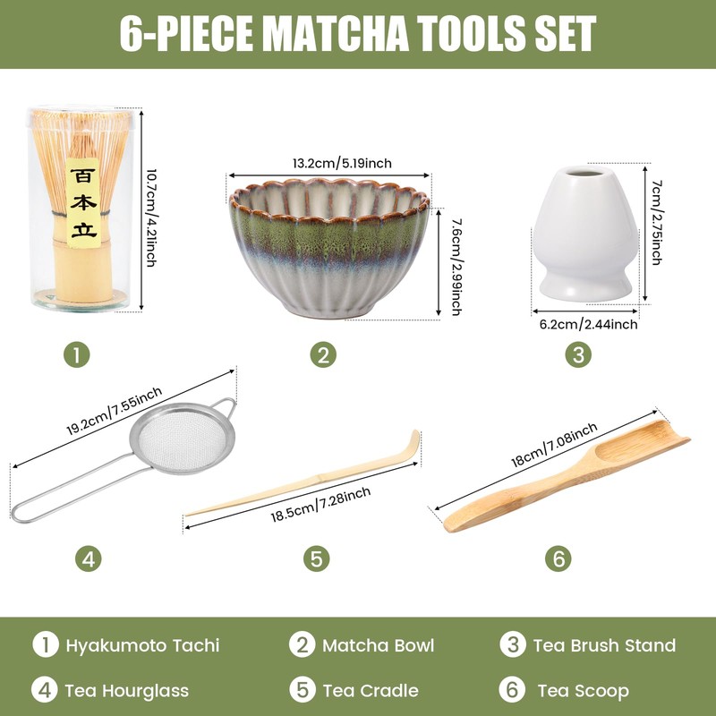 6 Pcs Matcha Kit Elegant Matcha Tea Set with Whisk