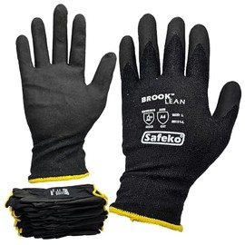 SAFEKO BROOK LEAN Lightweight A4 CUT Rated Black Nitrile Palm Gloves, Small 12 Pairs