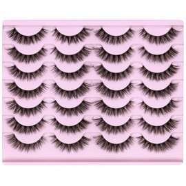 Newcally Eyelashes Natural Strip Cat Eye Lashes False Wispy Clear Lash Band 3D Fake Eyelashes Fluffy Volume Short Faux Mink Eyelashes 14 Pairs