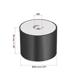 sourcing map 40 x 30mm M8 Female Thread Rubber Mounts,Vibration Isolator,Replaces Anti Vibration Pads Flat Silentblock Base Block