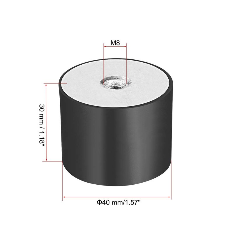 sourcing map 40 x 30mm M8 Female Thread Rubber Mounts,Vibration