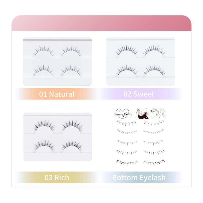Emery Emily Bottom Eyelash Seals, 5 Types, 25 Pairs Lower